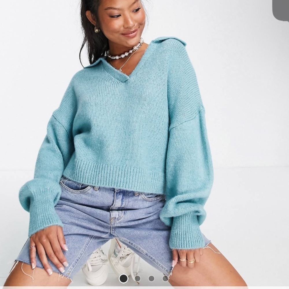 Asos design petite oversized sweater with open collar